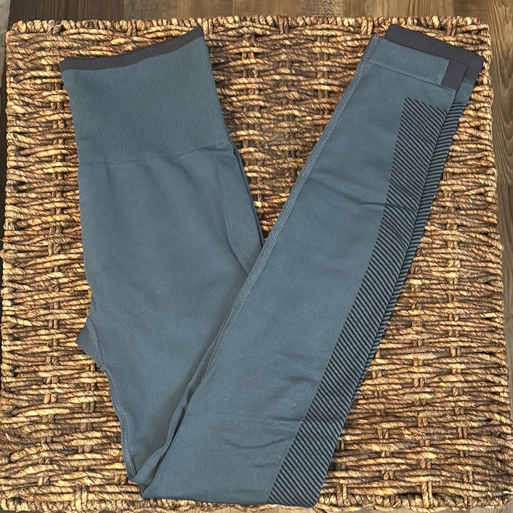 Adidas Gray Leggings with Ribbed Detail